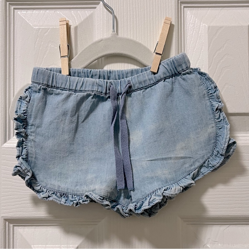 Ruffled Chambray Shorts